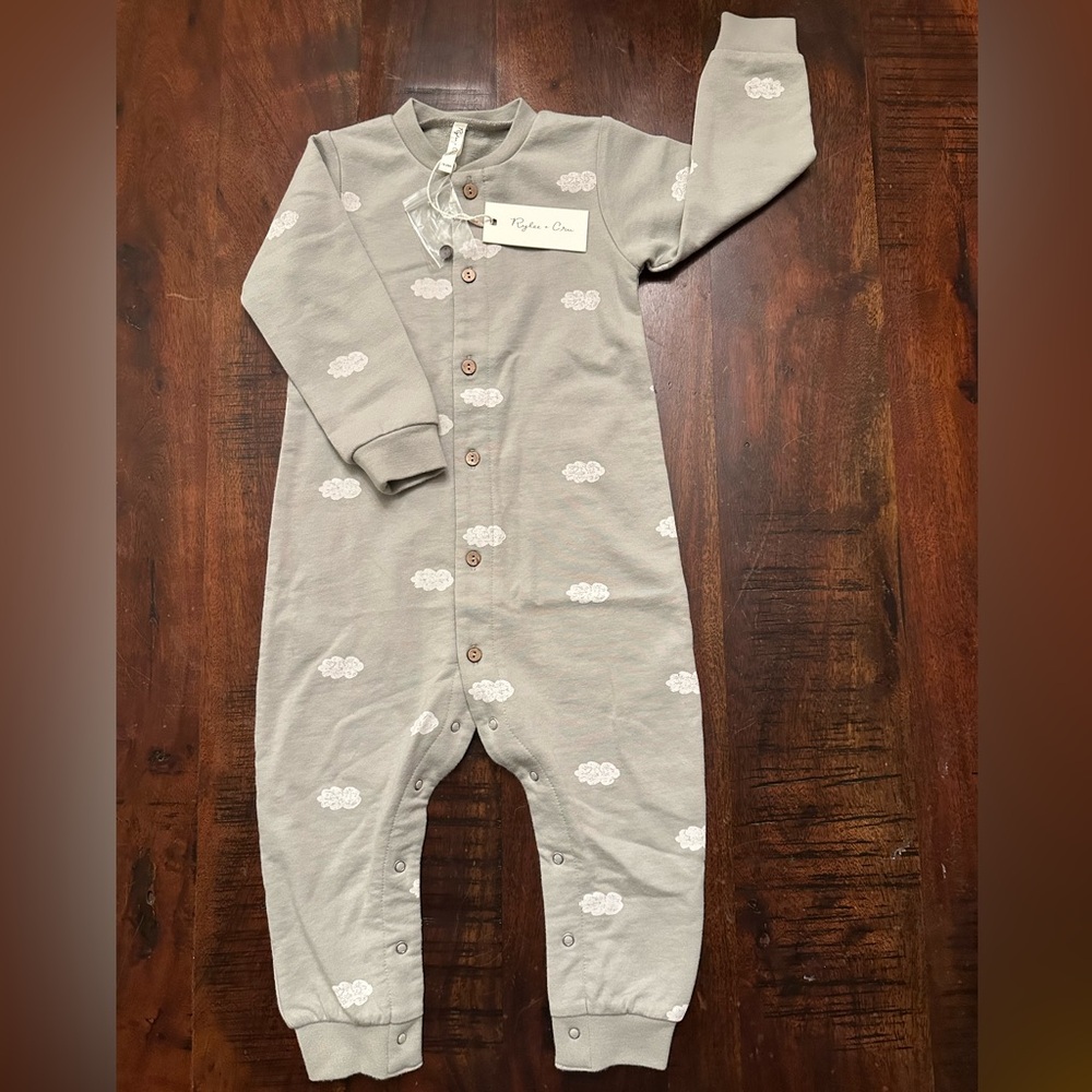 Rylee & Cru Blue Fog Clouds Button Down Jumpsuit | 18-24M